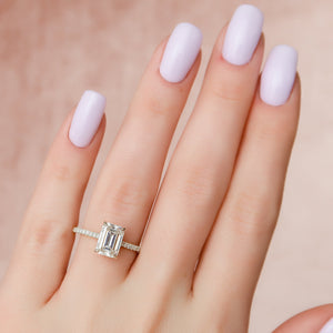 The Pave Natalie Set With A Emerald Moissanite
