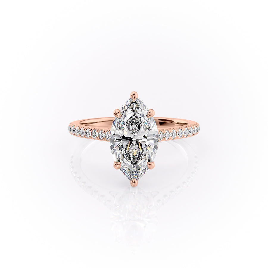 The Pave Natalie Set With A 1 Carat Marquise Lab Diamond