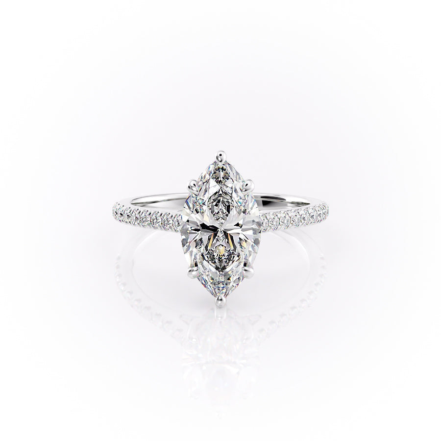 The Pave Natalie Set With A 1.5 Carat Marquise Moissanite