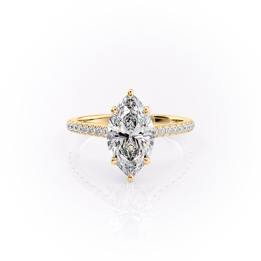 The Pave Natalie Set With A 1.5 Carat Marquise Moissanite