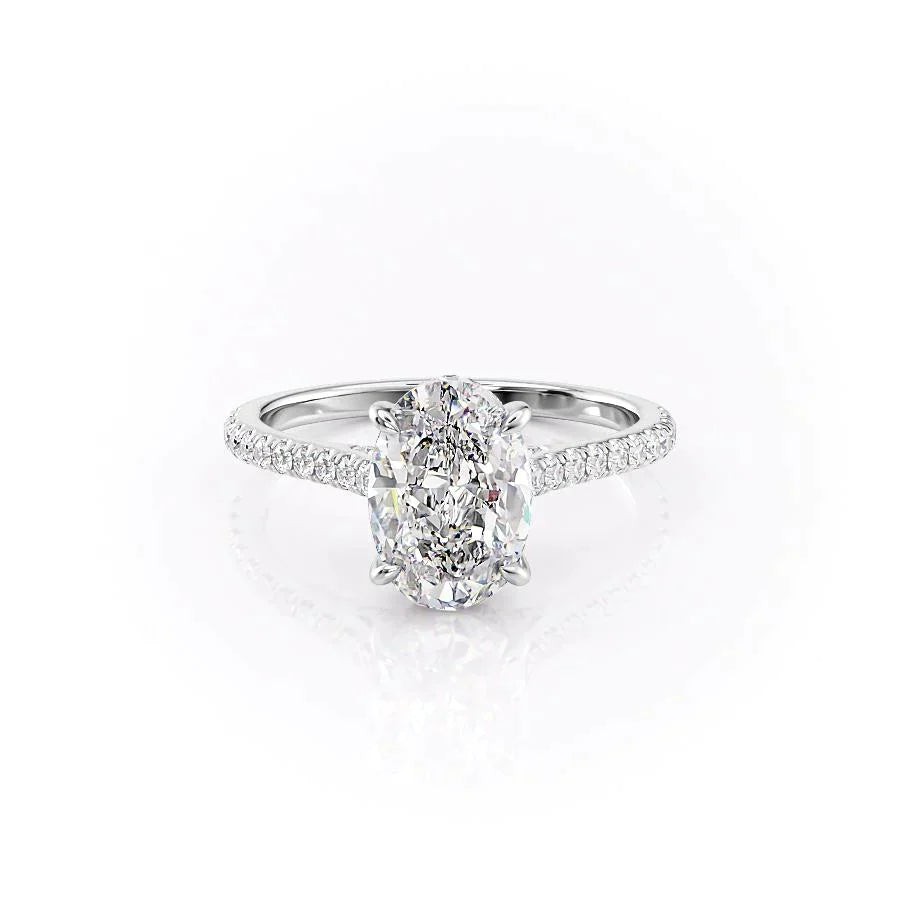 The Pave Natalie Set With A 1 Carat Oval Lab Diamond