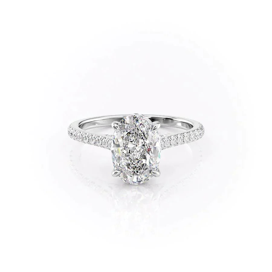 The Pave Natalie Set With A 1.5 Carat Oval Lab Diamond