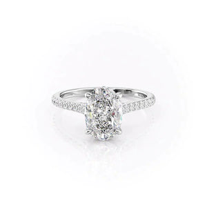 The Pave Natalie Set With A 1.5 Carat Oval Lab Diamond