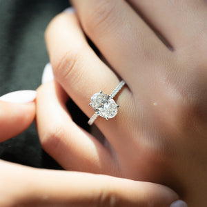 The Pave Natalie Set With A Oval Moissanite