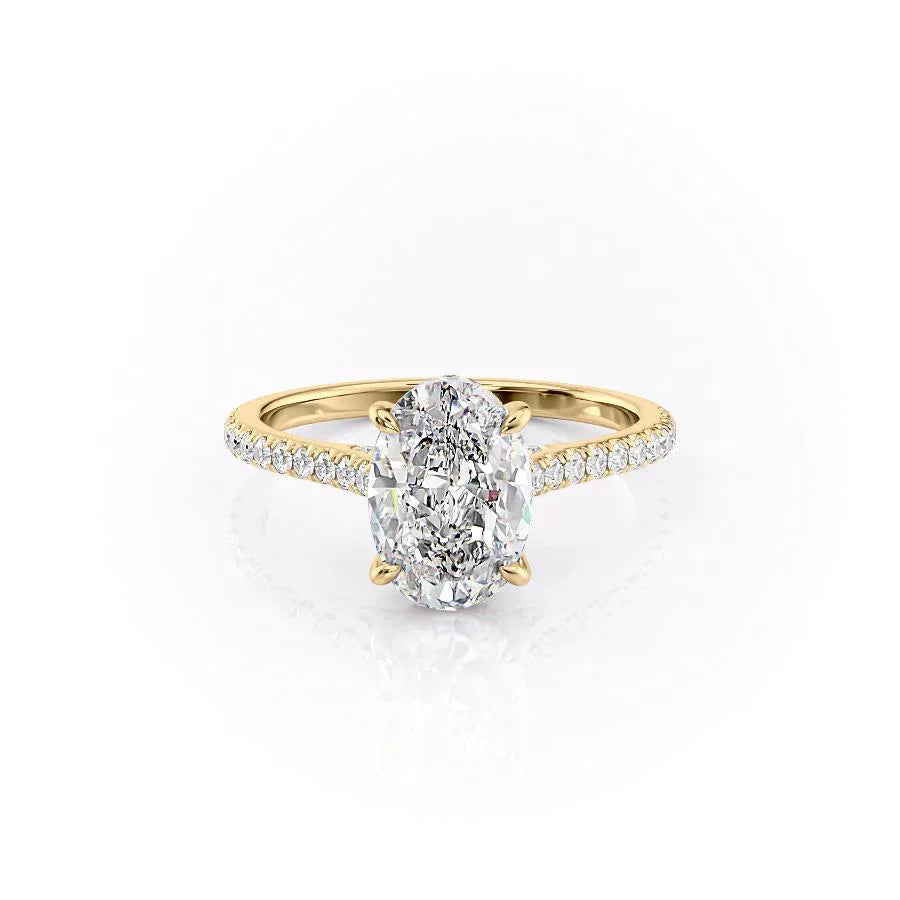 The Pave Natalie Set With A 3.5 Carat Oval Moissanite