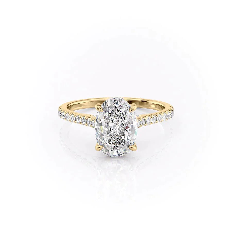 The Pave Natalie Set With A 1 Carat Oval Lab Diamond