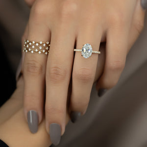 The Pave Natalie Set With A 3 Carat Oval Lab Diamond