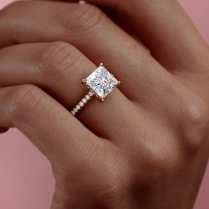 The Pave Natalie Set With A 2 Carat Princess Lab Diamond