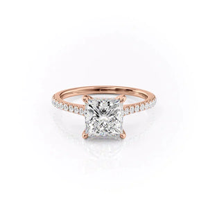 The Pave Natalie Set With A 4.5 Carat Princess Moissanite