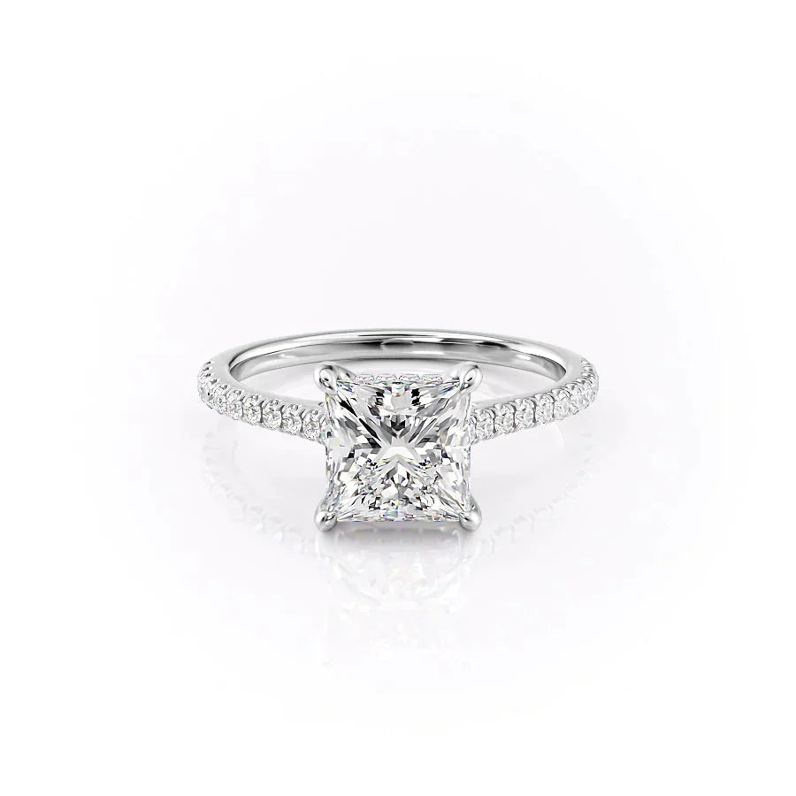 The Pave Natalie Set With A 1 Carat Princess Lab Diamond