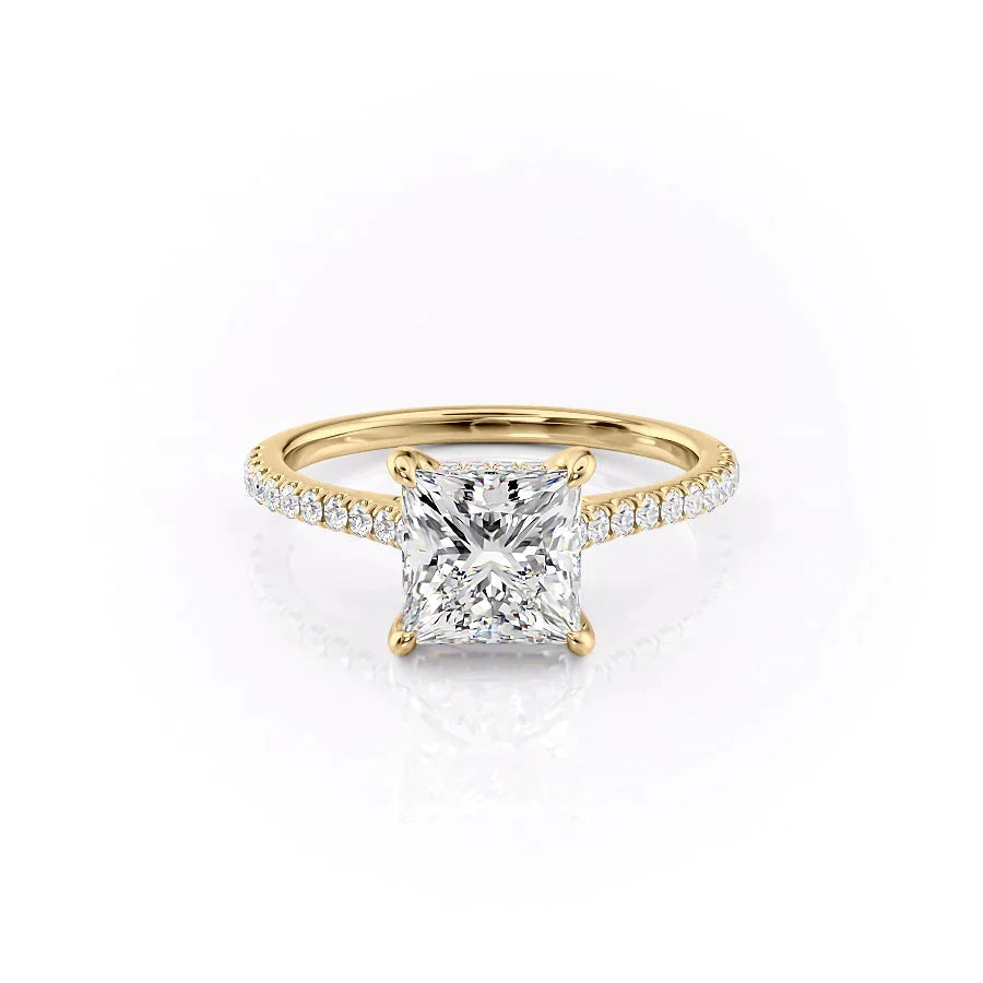 The Pave Natalie Set With A 3 Carat Princess Lab Diamond