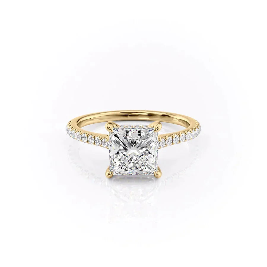 The Pave Natalie Set With A 2.5 Carat Princess Lab Diamond