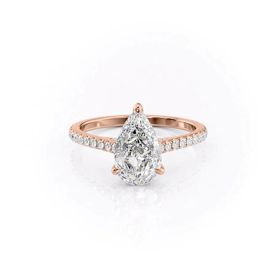 The Pave Natalie Set With A 3 Carat Pear Lab Diamond