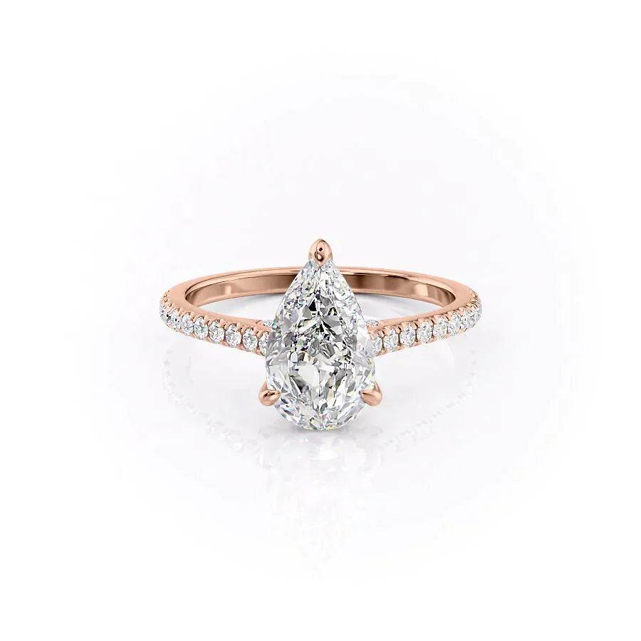 The Pave Natalie Set With A 2 Carat Pear Lab Diamond