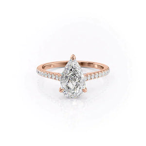 The Pave Natalie Set With A 1 Carat Pear Lab Diamond