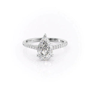 The Pave Natalie Set With A 1.5 Carat Pear Lab Diamond