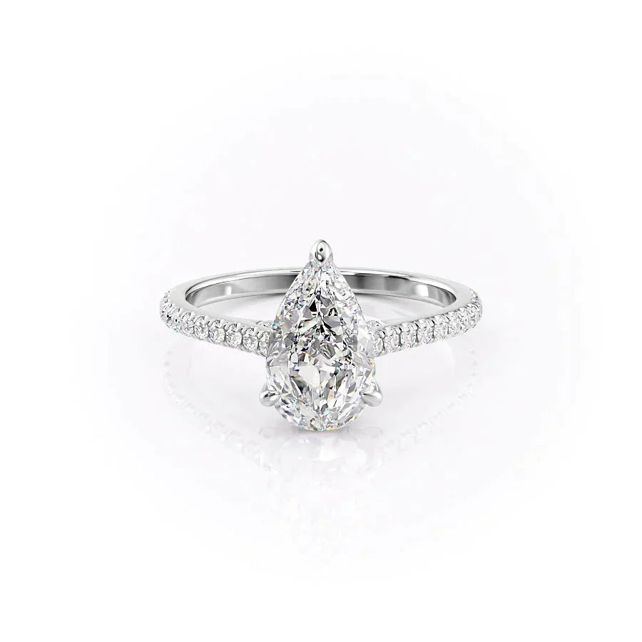 The Pave Natalie Set With A 3.5 Carat Pear Moissanite