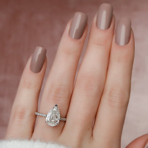The Pave Natalie Set With A 3 Carat Pear Lab Diamond