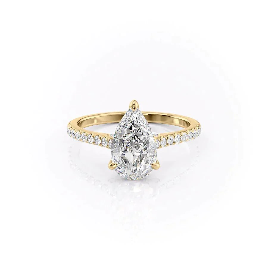 The Pave Natalie Set With A 1 Carat Pear Lab Diamond