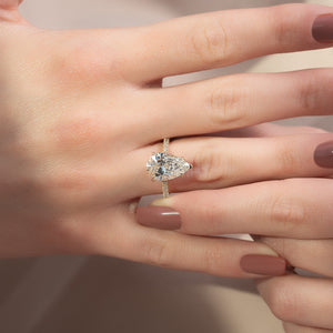 The Pave Natalie Set With A Pear Moissanite