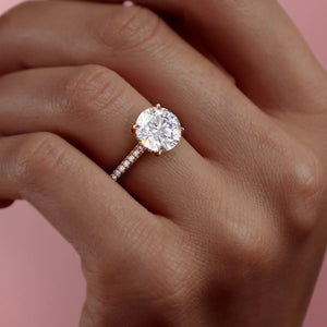 The Pave Natalie Set With A 3 Carat Round Lab Diamond