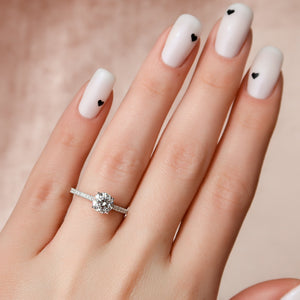 The Pave Natalie Set With A 1.5 Carat Round Lab Diamond
