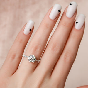 The Pave Natalie Set With A 1.5 Carat Round Lab Diamond