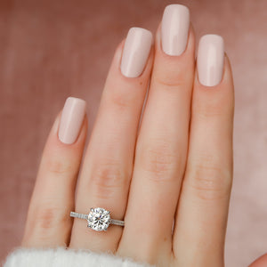 The Pave Natalie Set With A 1.5 Carat Round Lab Diamond
