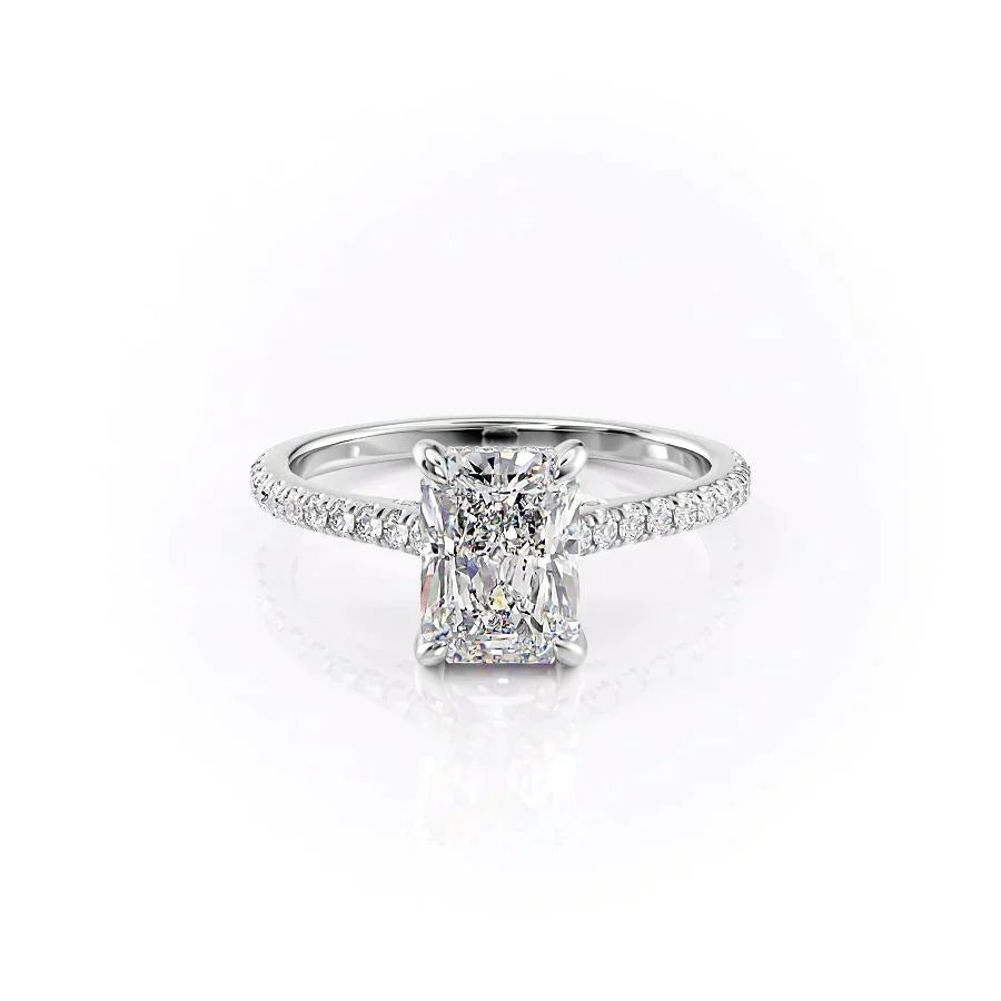 The Pave Natalie Set With A 1.5 Carat Radiant Lab Diamond