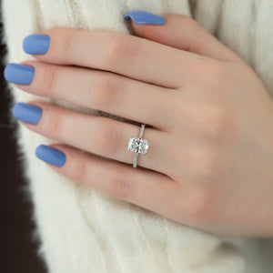 The Pave Natalie Set With A 1.5 Carat Radiant Lab Diamond