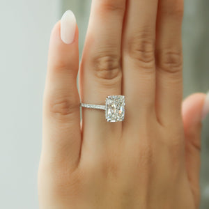 The Pave Natalie Set With A 1.5 Carat Radiant Lab Diamond