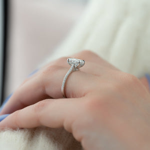 The Pave Natalie Set With A 1.5 Carat Radiant Lab Diamond