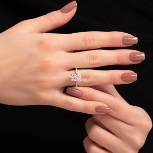 The Pave Natalie Set With A 1.5 Carat Radiant Lab Diamond