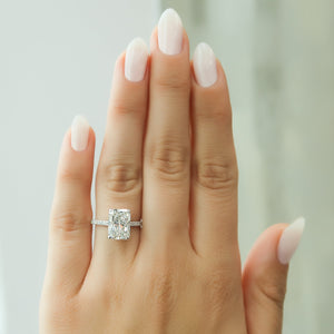 The Pave Natalie Set With A 1.5 Carat Radiant Lab Diamond