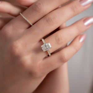 The Pave Natalie Set With A 1 Carat Radiant Lab Diamond