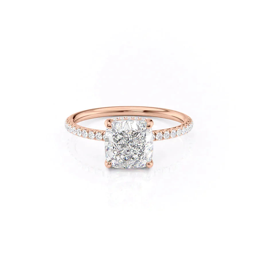 The Low Profile Kamellie Set With A 1.5 Carat Cushion Moissanite