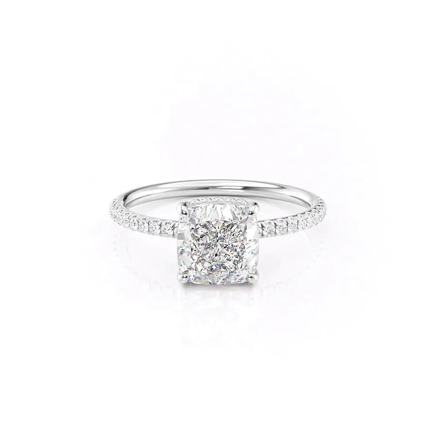 The Low Profile Kamellie Set With A 1.5 Carat Cushion Moissanite