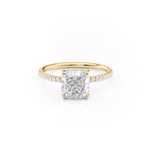 The Low Profile Kamellie Set With A 1.5 Carat Cushion Moissanite