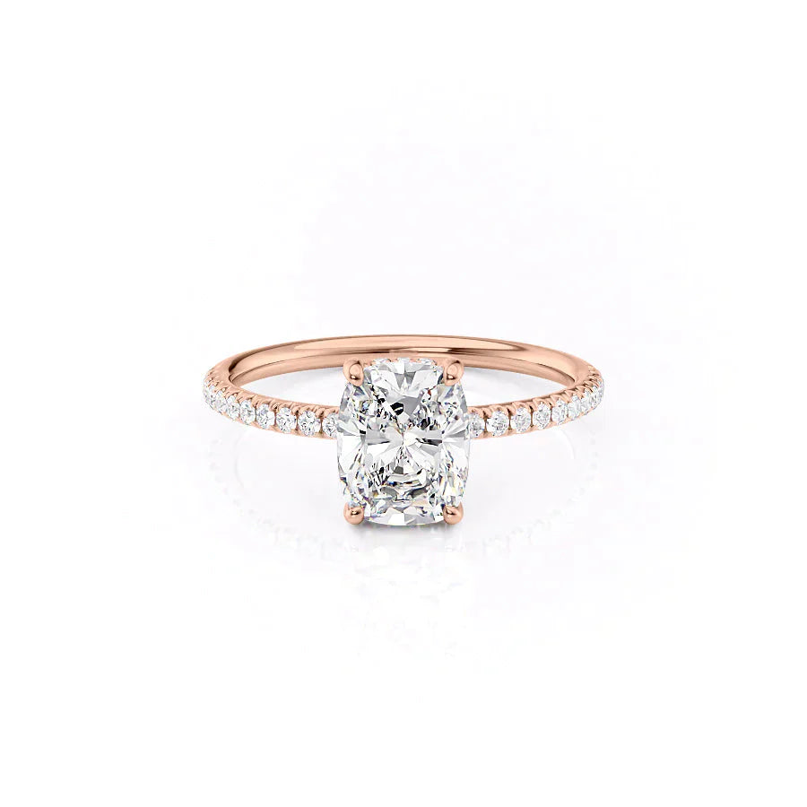 The Low Profile Kamellie Set With A 2.5 Carat Elongated Cushion Lab Diamond