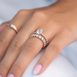 The Low Profile Kamellie Set With A 3.5 Carat Elongated Cushion Moissanite