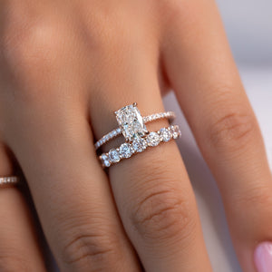 The Low Profile Kamellie Set With A 3.5 Carat Elongated Cushion Moissanite
