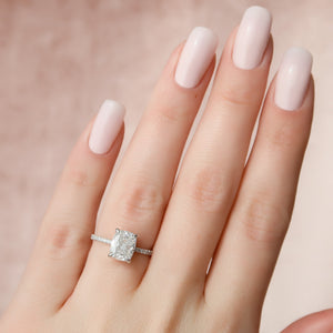 The Low Profile Kamellie Set With A 2 Carat Elongated Cushion Lab Diamond
