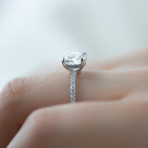 The Low Profile Kamellie Set With A 2 Carat Elongated Cushion Lab Diamond