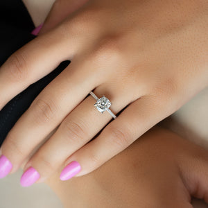 The Low Profile Kamellie Set With A 2 Carat Elongated Cushion Lab Diamond