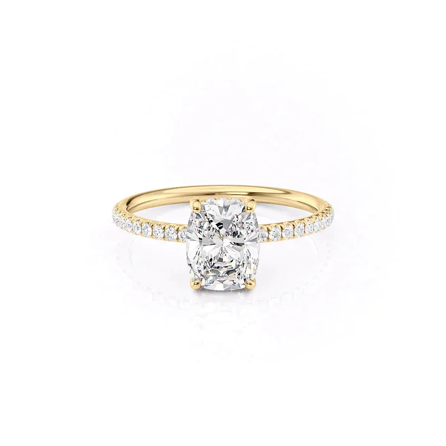 The Low Profile Kamellie Set With A 3.5 Carat Elongated Cushion Moissanite