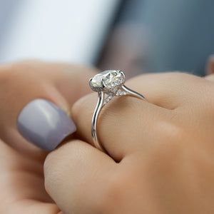 The Ellie Set With A 2 Carat Elongated Cushion Lab Diamond