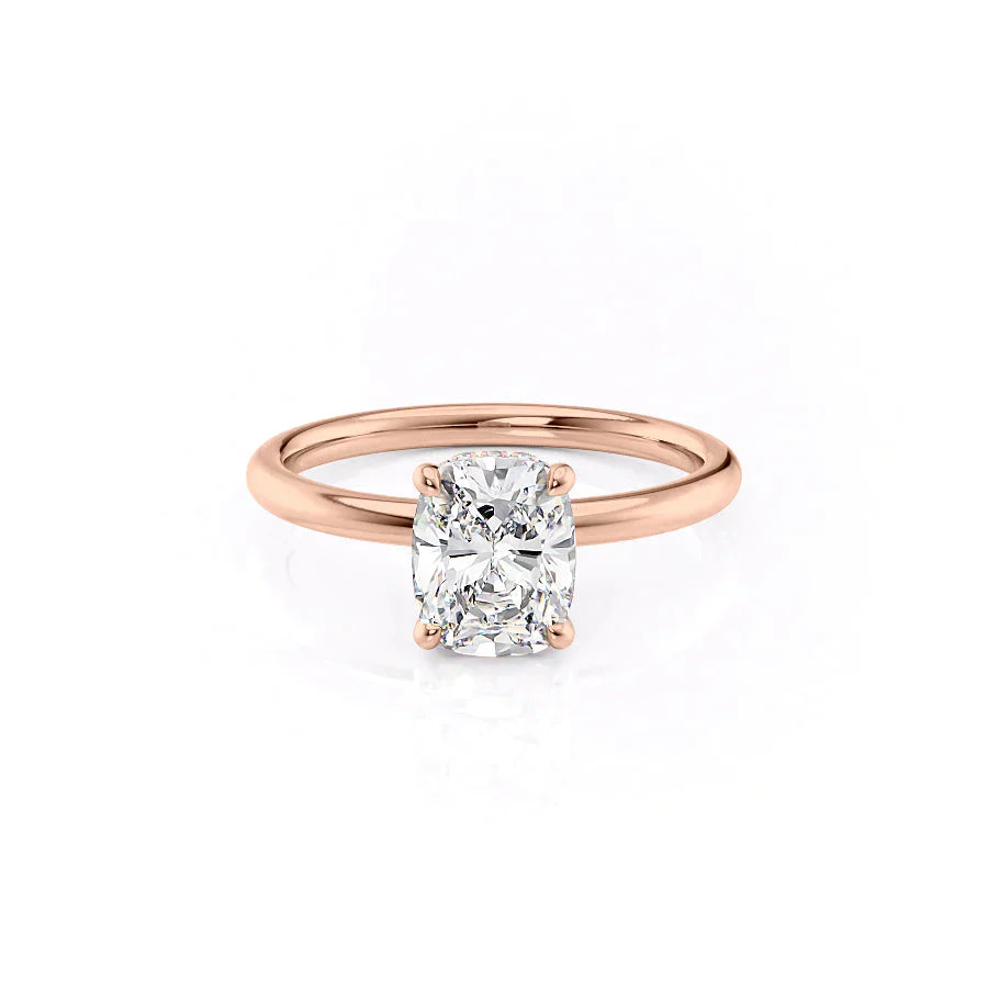 The Alex Set With A 2.5 Carat Elongated Cushion Moissanite