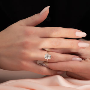 The Alex Set With A 3 Carat Elongated Cushion Lab Diamond