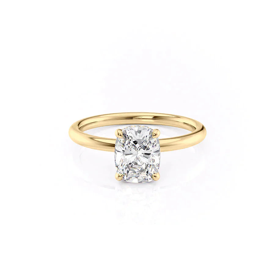 The Alex Set With A 2.5 Carat Elongated Cushion Moissanite