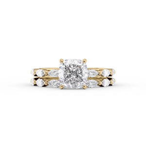 The Lucia Set With A 4 Carat Cushion Moissanite